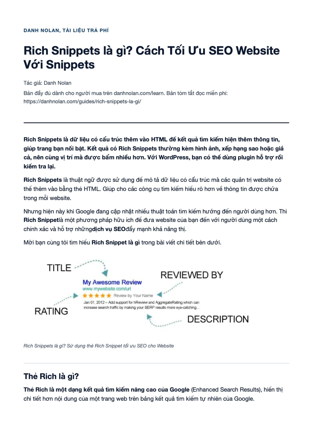 Trang 1 bản PDF của tài liệu Rich Snippets là gì? Cách Tối Ưu SEO Website Với Snippets