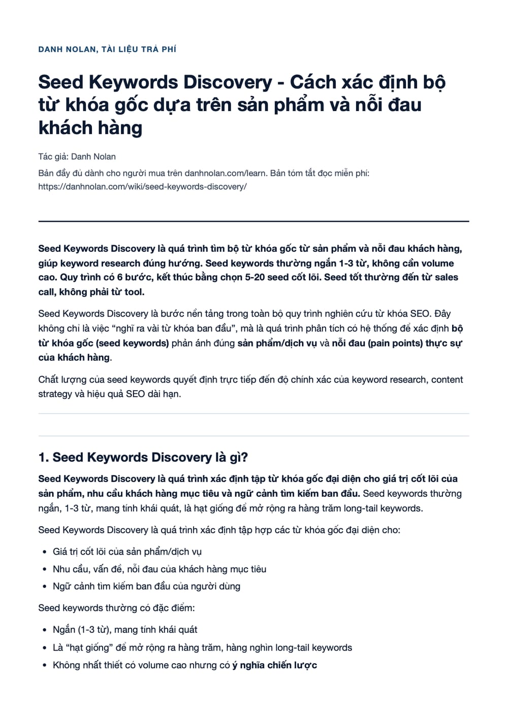 Trang 1 bản PDF của tài liệu Seed Keywords Discovery - Cách xác định bộ từ khóa gốc dựa trên sản