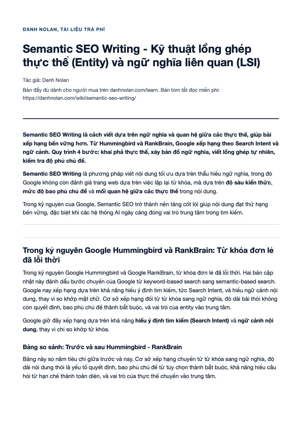 Trang 1 bản PDF của tài liệu Semantic SEO Writing - Kỹ thuật lồng ghép thực thể (Entity) và ngữ
