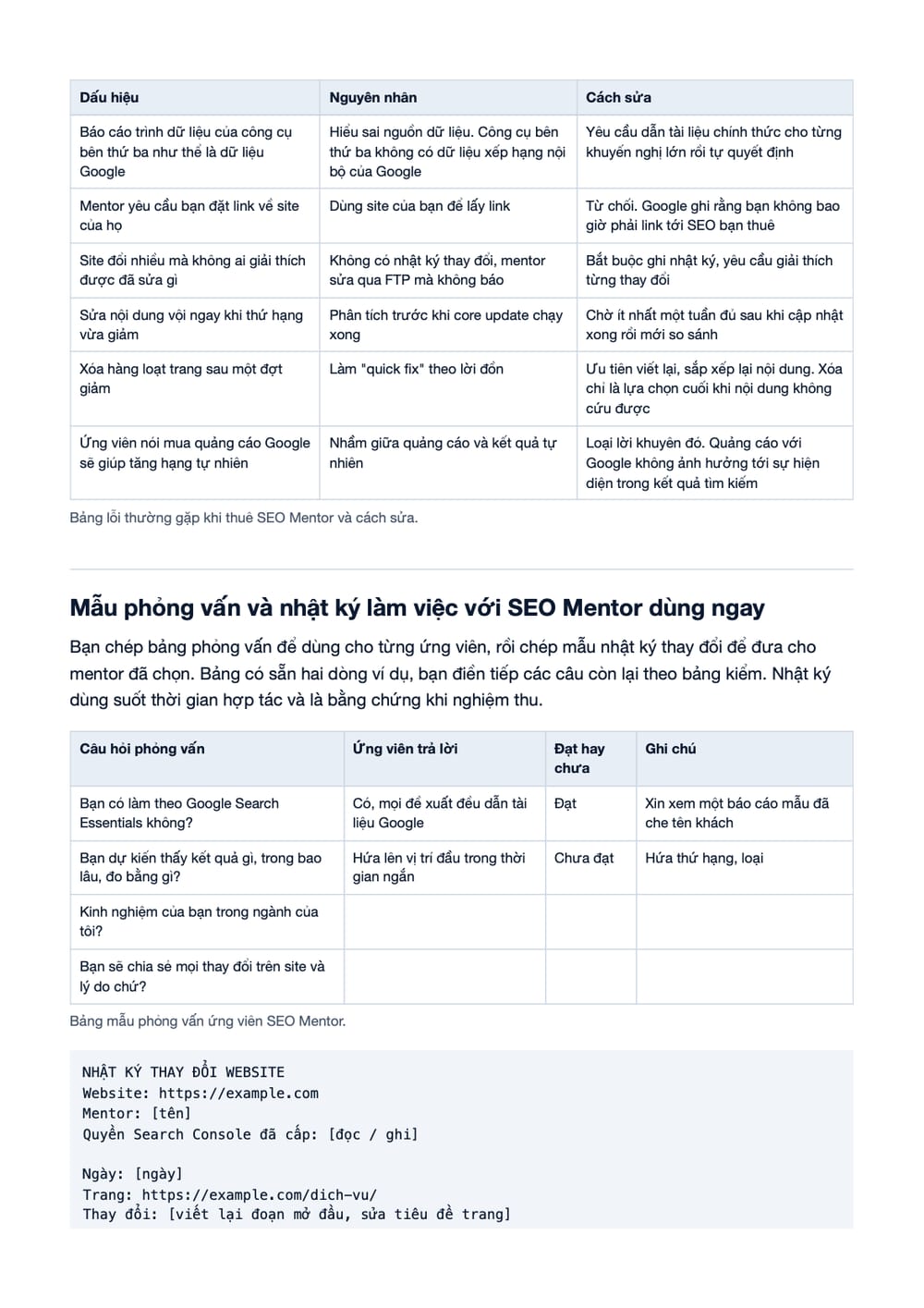 Trang 11 bản PDF của tài liệu SEO Mentor Thời Đại Số: Yếu Tố Quyết Định, phần có bảng