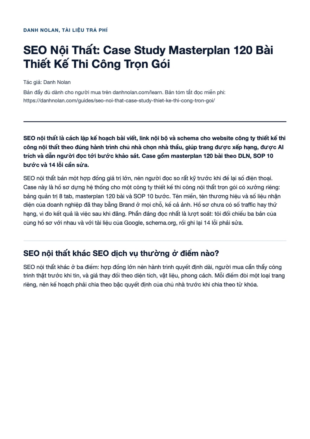 Trang 1 bản PDF của tài liệu SEO Nội Thất: Case Study Masterplan 120 Bài Thiết Kế Thi Công Trọn Gói