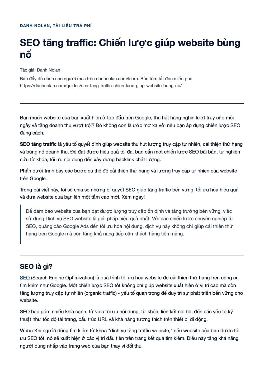 Trang 1 bản PDF của tài liệu SEO tăng traffic: Chiến lược giúp website bùng nổ