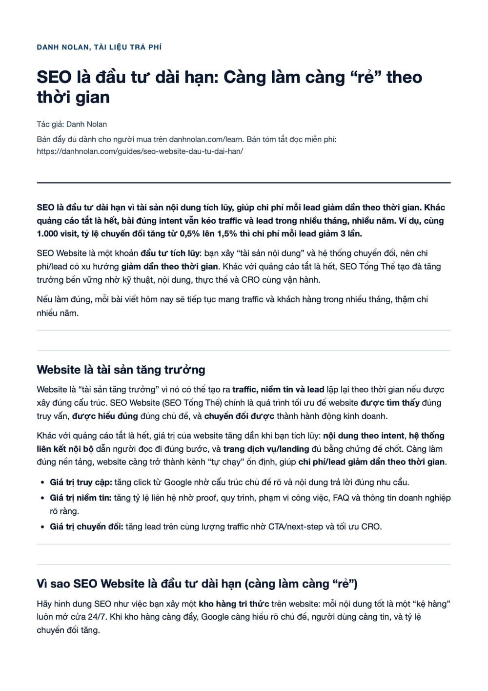 Trang 1 bản PDF của tài liệu SEO là đầu tư dài hạn: Càng làm càng “rẻ” theo thời gian