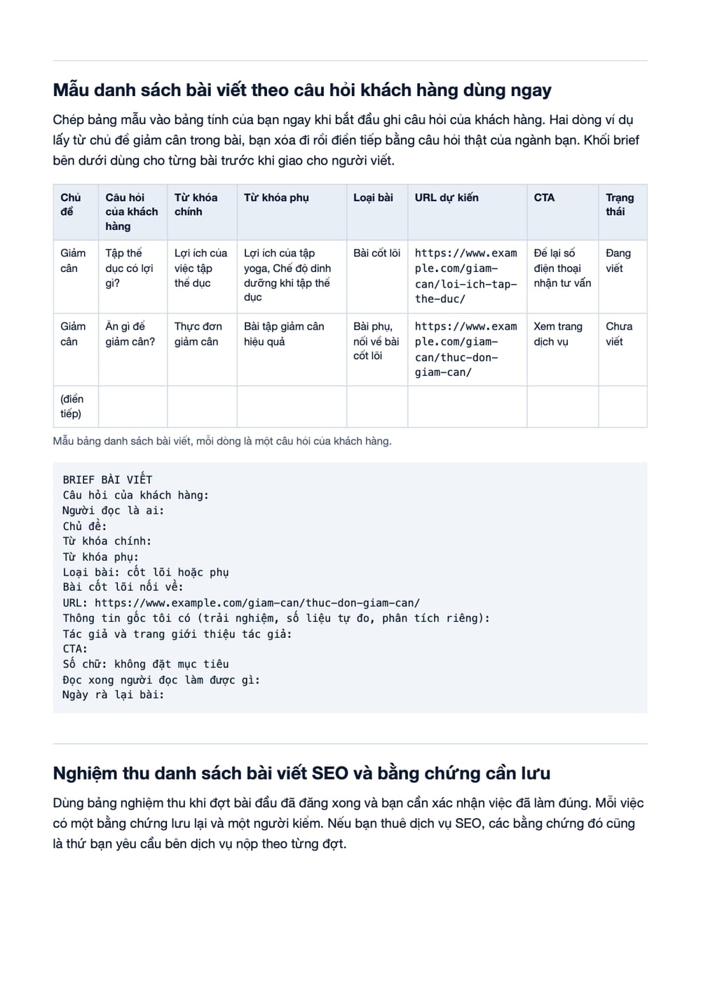 Trang 10 bản PDF của tài liệu SEO Website thành công phải cần bao nhiêu bài viết?, phần có bảng