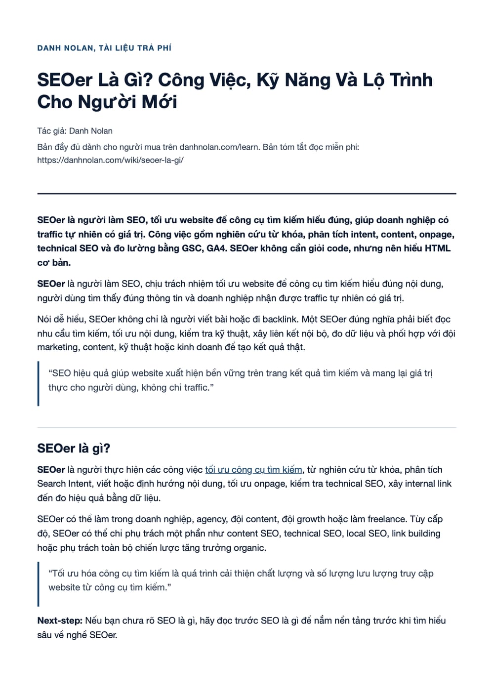 Trang 1 bản PDF của tài liệu SEOer Là Gì? Công Việc, Kỹ Năng Và Lộ Trình Cho Người Mới