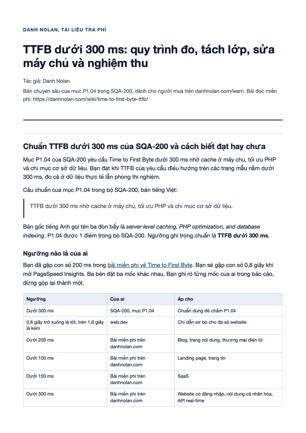 Trang 1 bản PDF của tài liệu TTFB dưới 300 ms: quy trình đo, tách lớp, sửa máy chủ và nghiệm thu Trang 1 bản PDF của tài liệu TTFB dưới 300 ms: quy trình đo, tách lớp, sửa máy chủ và nghiệm thu