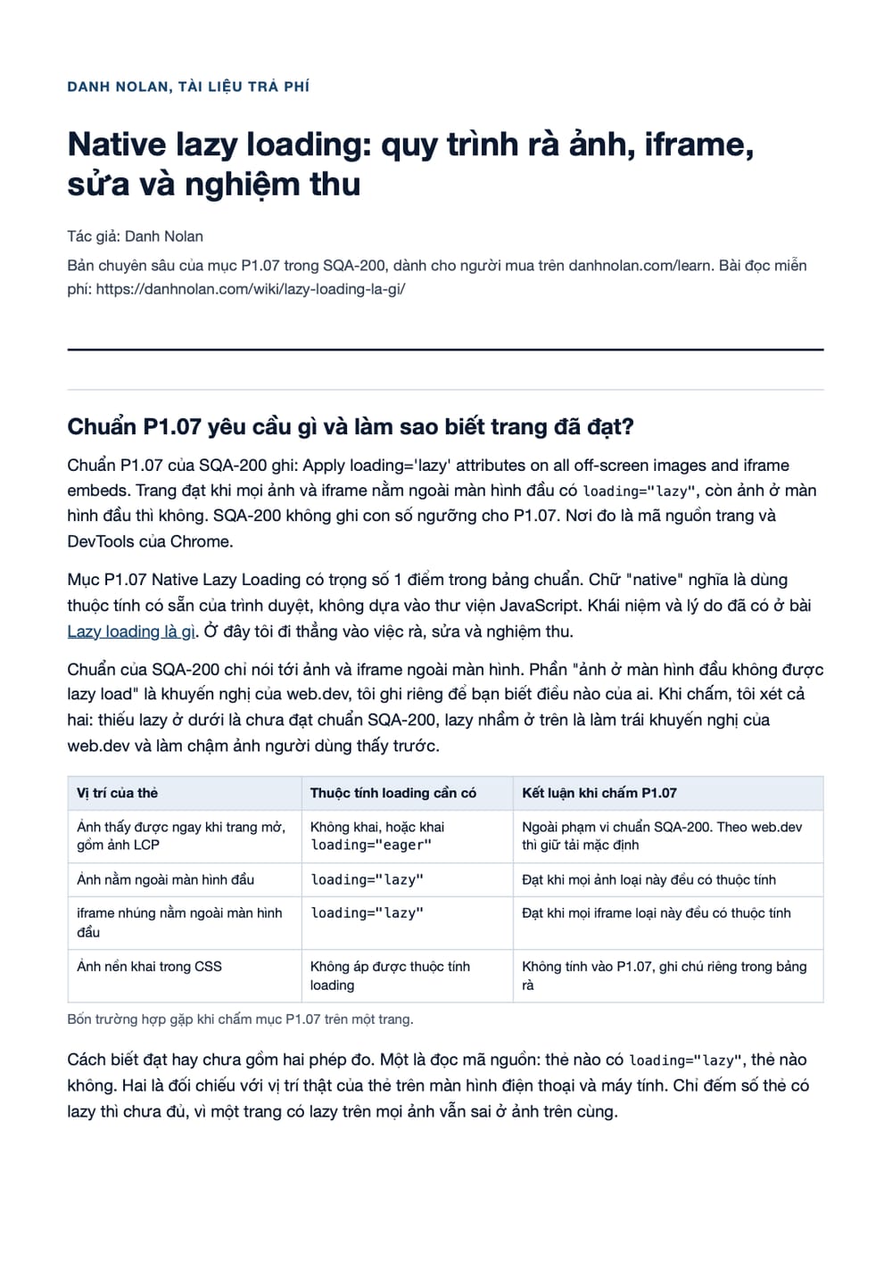 Trang 1 bản PDF của tài liệu Native lazy loading: quy trình rà ảnh, iframe, sửa và nghiệm thu