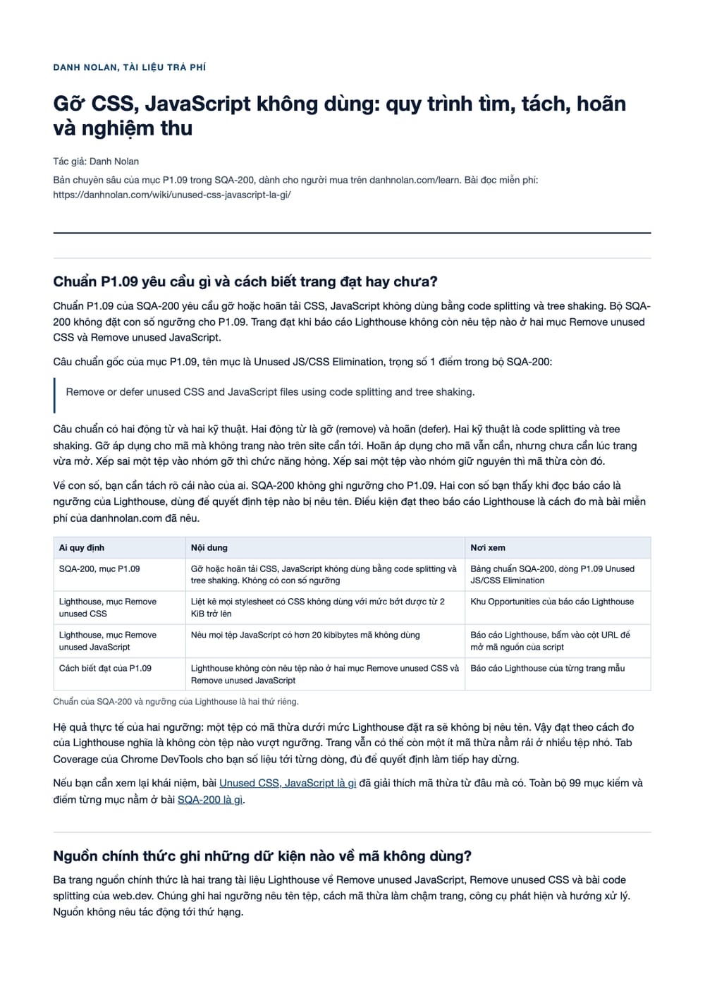 Trang 1 bản PDF của tài liệu Gỡ CSS, JavaScript không dùng: quy trình tìm, tách, hoãn và nghiệm thu