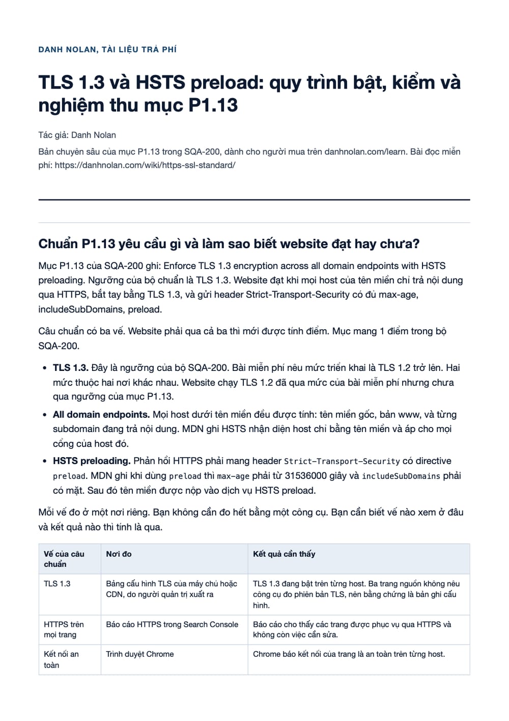 Trang 1 bản PDF của tài liệu TLS 1.3 và HSTS preload: quy trình bật, kiểm và nghiệm thu mục P1.13