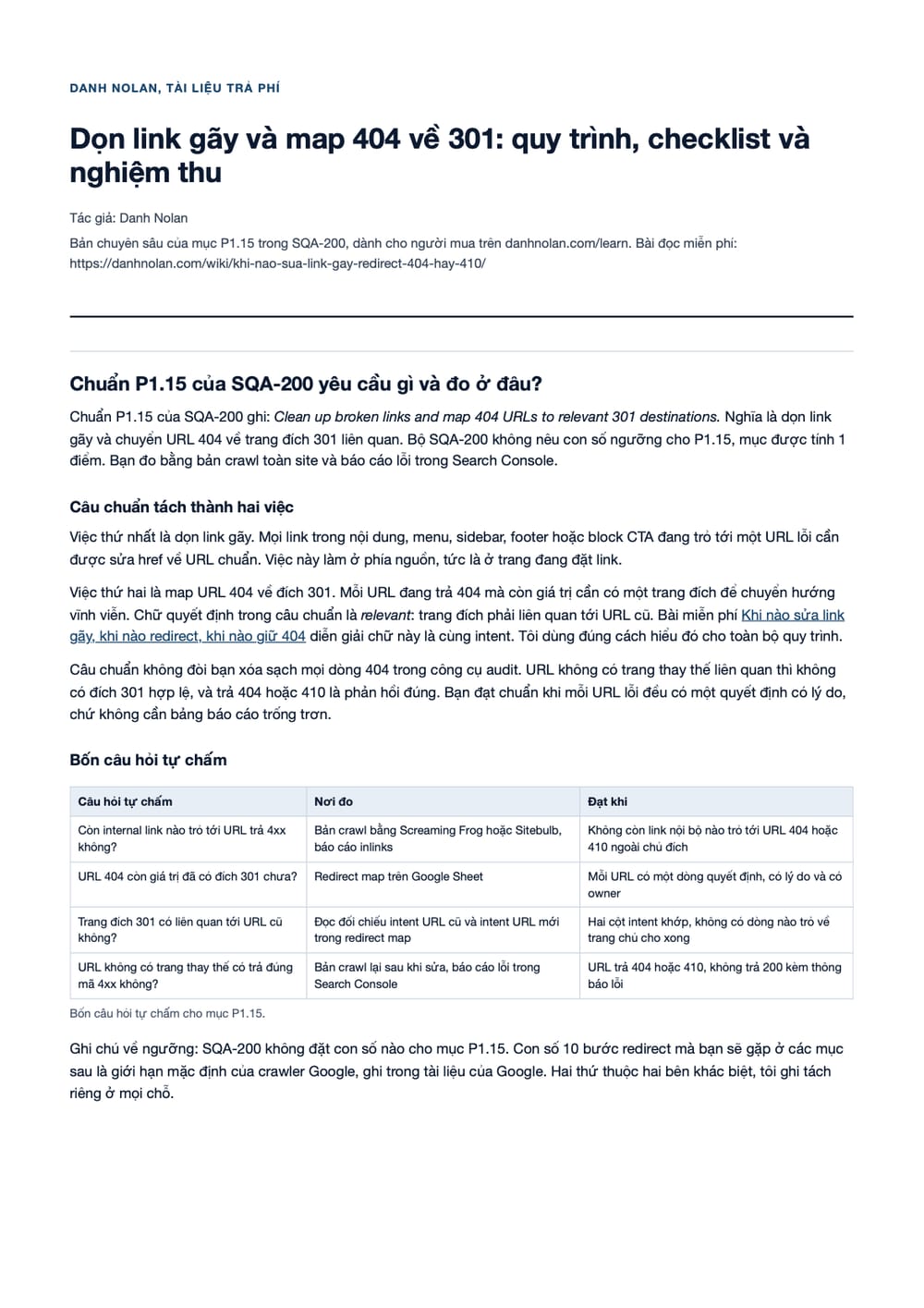 Trang 1 bản PDF của tài liệu Dọn link gãy và map 404 về 301: quy trình, checklist và nghiệm thu Trang 1 bản PDF của tài liệu Dọn link gãy và map 404 về 301: quy trình, checklist và nghiệm thu