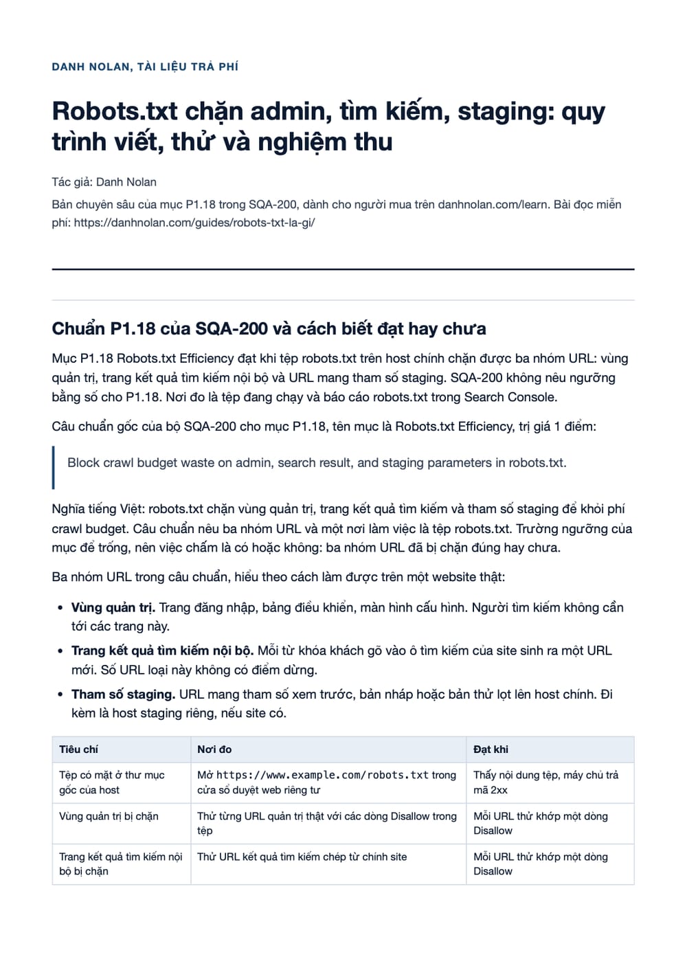 Trang 1 bản PDF của tài liệu Robots.txt chặn admin, tìm kiếm, staging: quy trình viết, thử và Trang 1 bản PDF của tài liệu Robots.txt chặn admin, tìm kiếm, staging: quy trình viết, thử và