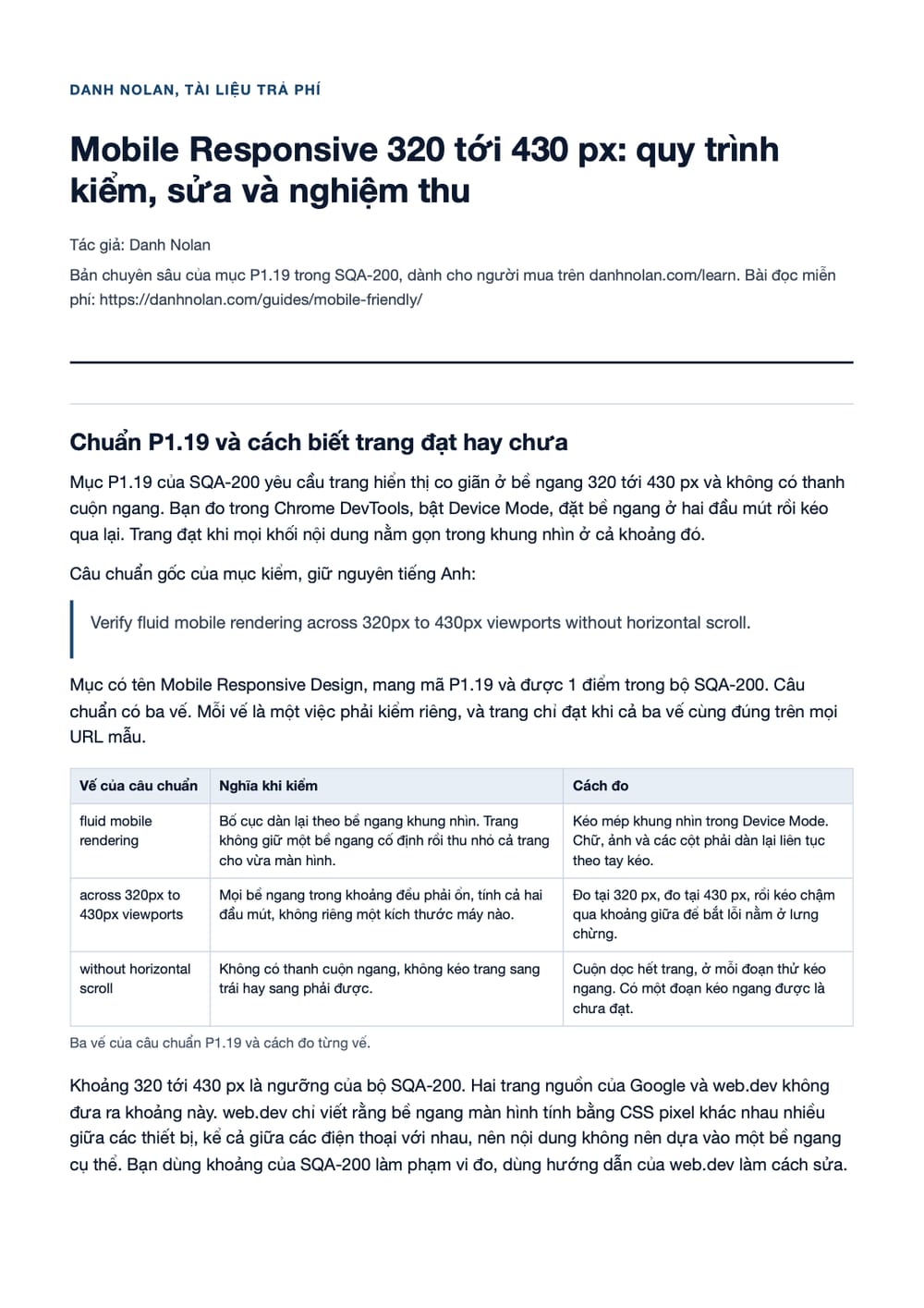 Trang 1 bản PDF của tài liệu Mobile Responsive 320 tới 430 px: quy trình kiểm, sửa và nghiệm thu