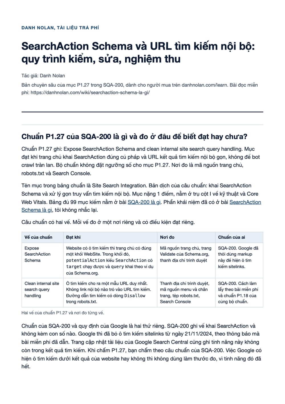 Trang 1 bản PDF của tài liệu SearchAction Schema và URL tìm kiếm nội bộ: quy trình kiểm, sửa