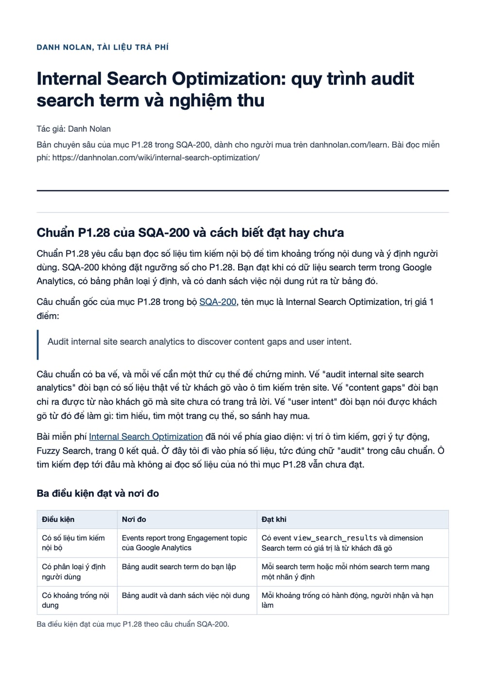 Trang 1 bản PDF của tài liệu Internal Search Optimization: quy trình audit search term và nghiệm