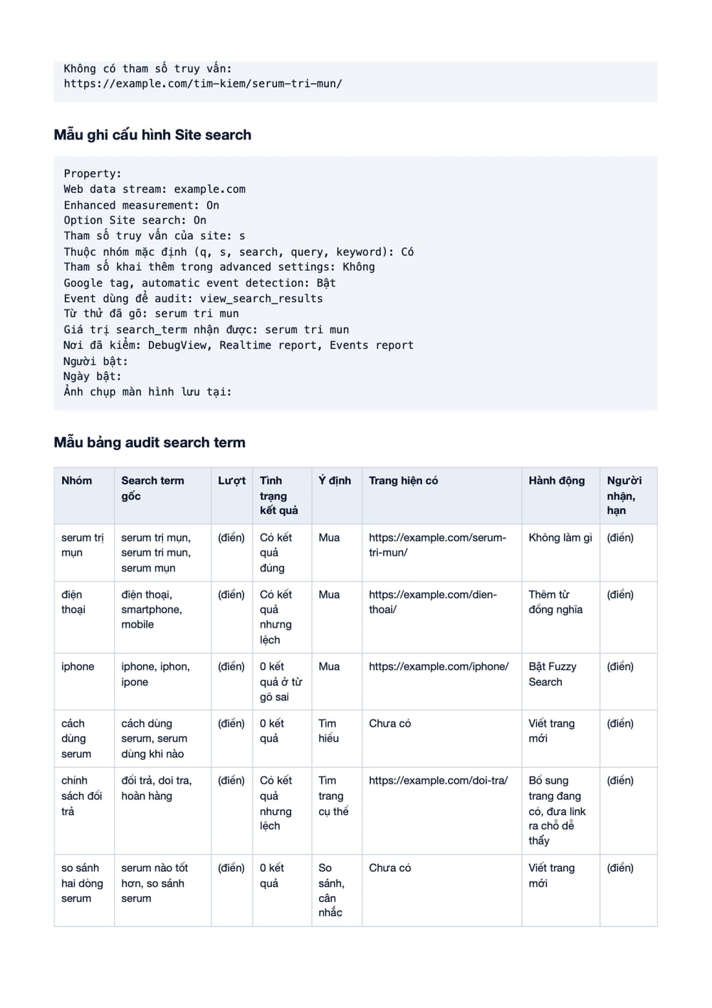 Trang 10 bản PDF của tài liệu Internal Search Optimization: quy trình audit search term và nghiệm, phần có bảng