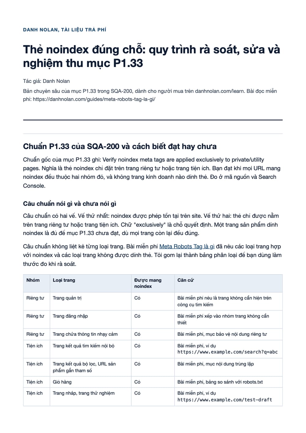 Trang 1 bản PDF của tài liệu Thẻ noindex đúng chỗ: quy trình rà soát, sửa và nghiệm thu mục P1.33