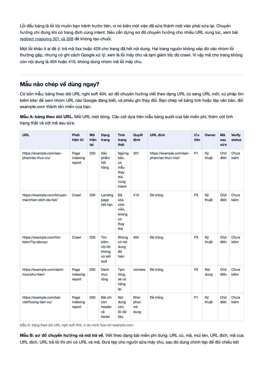 Trang 8 bản PDF của tài liệu Xử lý soft 404: quy trình tìm, sửa mã trạng thái và nghiệm thu, phần có bảng Trang 8 bản PDF của tài liệu Xử lý soft 404: quy trình tìm, sửa mã trạng thái và nghiệm thu, phần có bảng