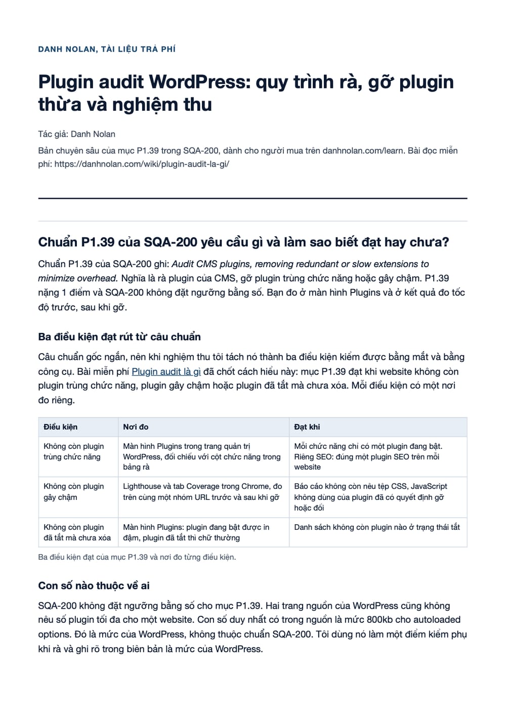 Trang 1 bản PDF của tài liệu Plugin audit WordPress: quy trình rà, gỡ plugin thừa và nghiệm thu