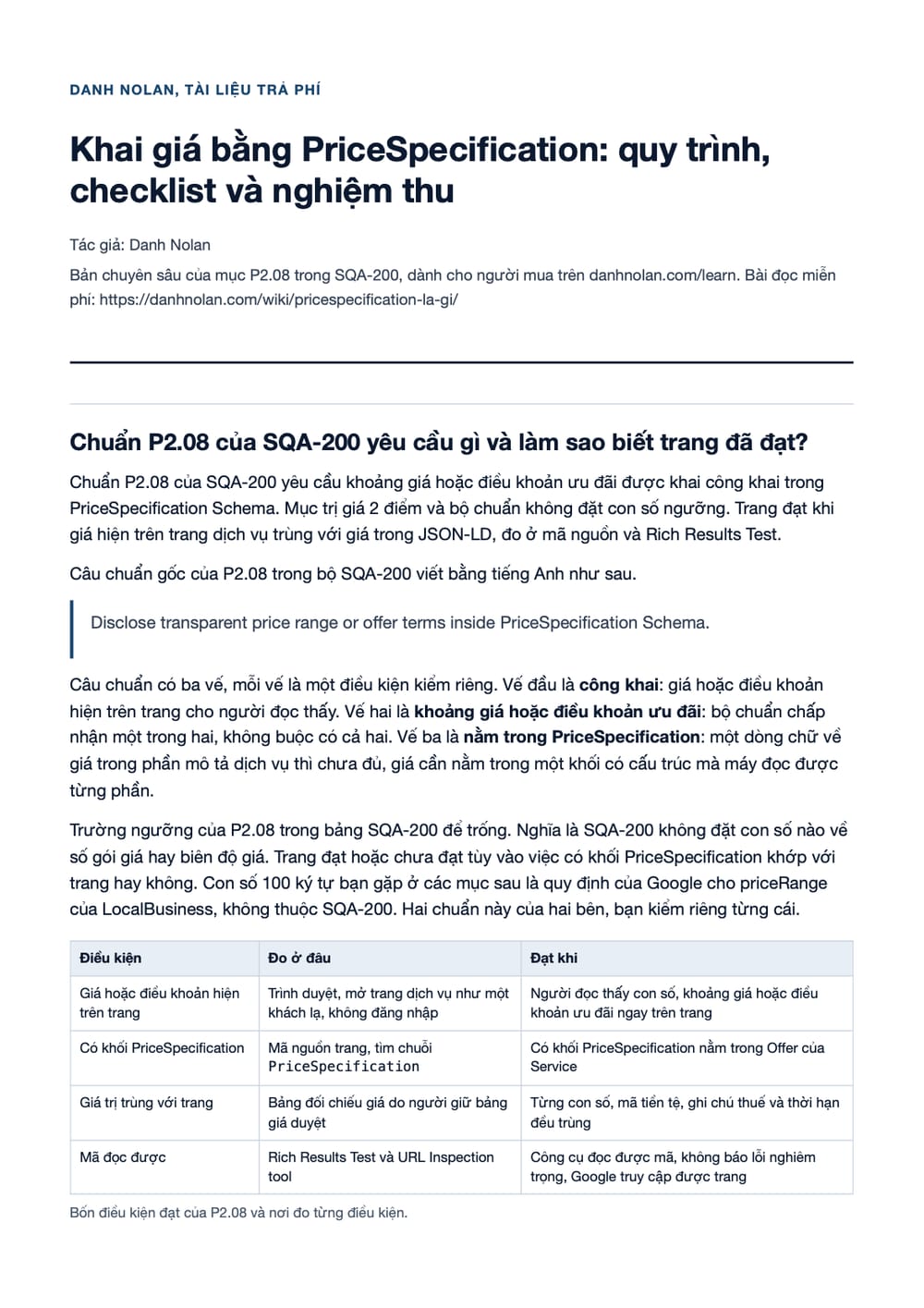 Trang 1 bản PDF của tài liệu Khai giá bằng PriceSpecification: quy trình, checklist và nghiệm thu