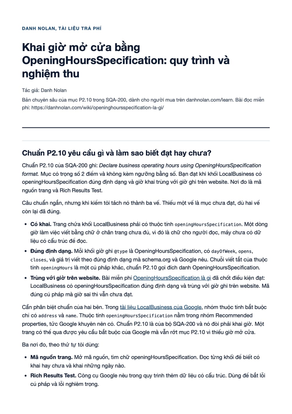Trang 1 bản PDF của tài liệu Khai giờ mở cửa bằng OpeningHoursSpecification: quy trình và nghiệm