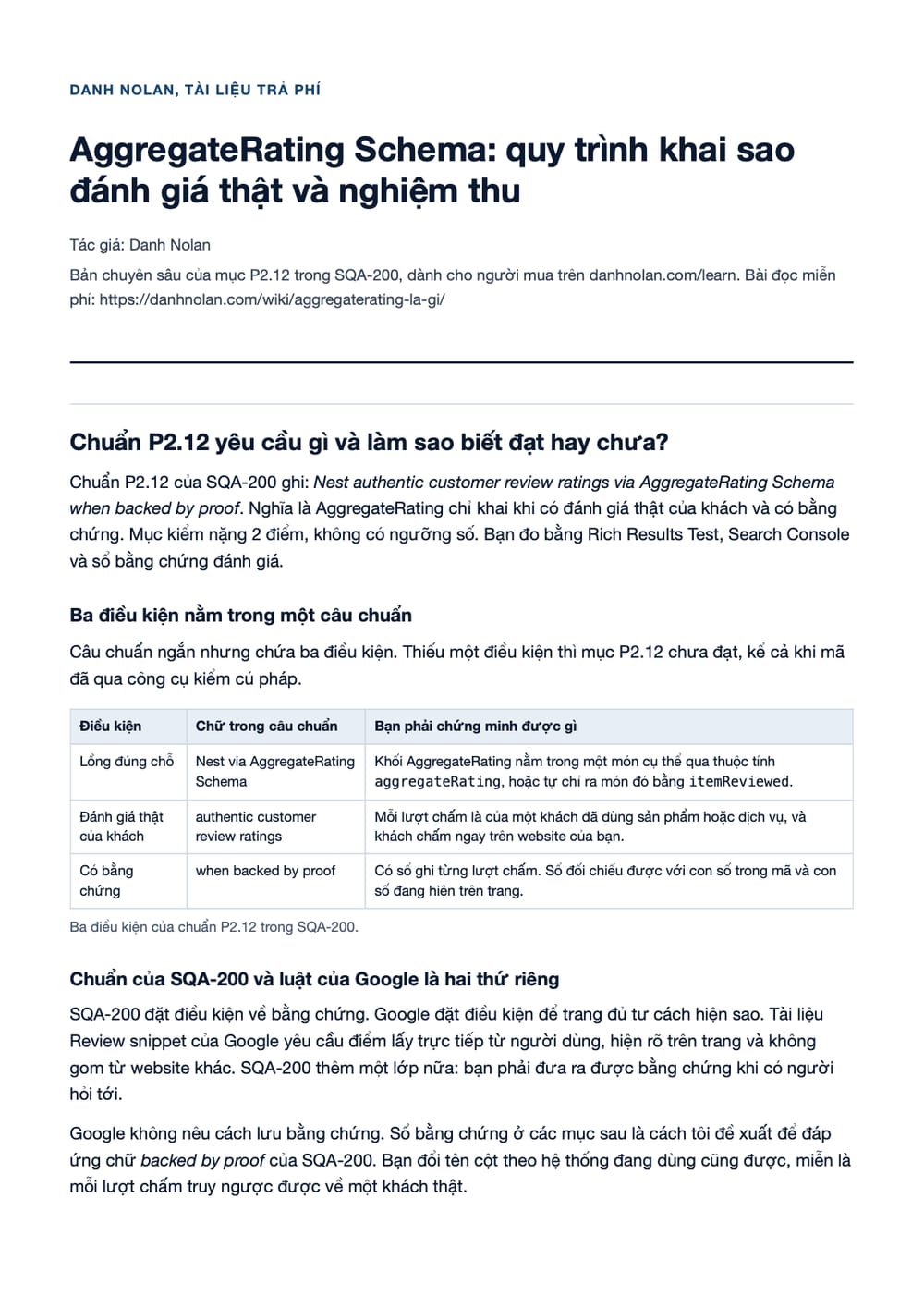 Trang 1 bản PDF của tài liệu AggregateRating Schema: quy trình khai sao đánh giá thật và nghiệm thu