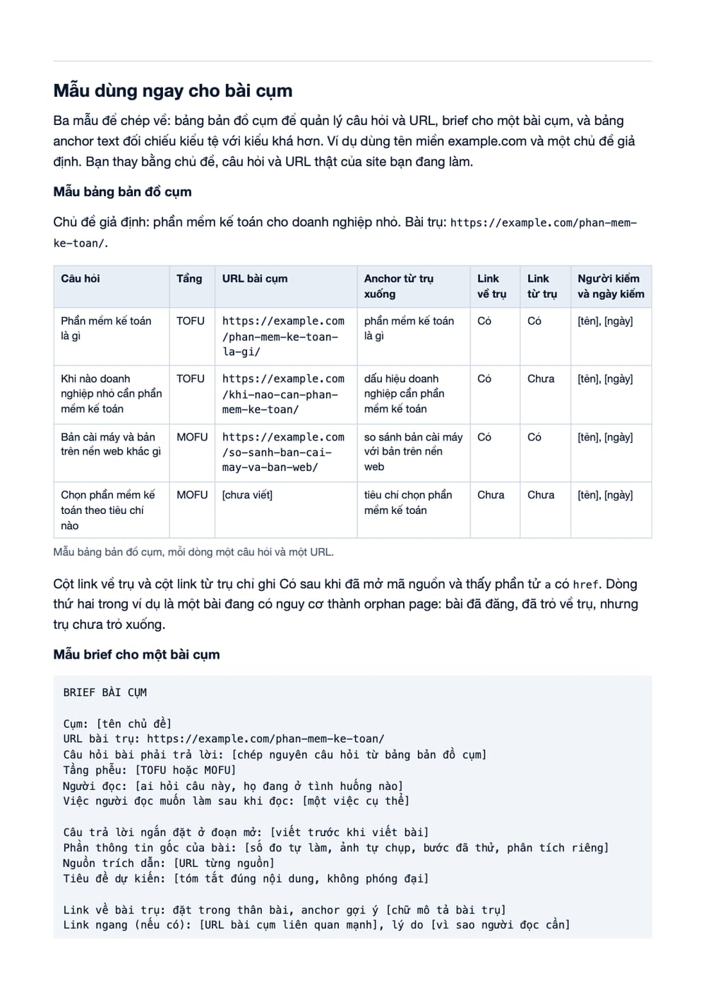 Trang 9 bản PDF của tài liệu Bài cụm hỗ trợ TOFU và MOFU: quy trình viết, nối link và nghiệm thu, phần có bảng Trang 9 bản PDF của tài liệu Bài cụm hỗ trợ TOFU và MOFU: quy trình viết, nối link và nghiệm thu, phần có bảng