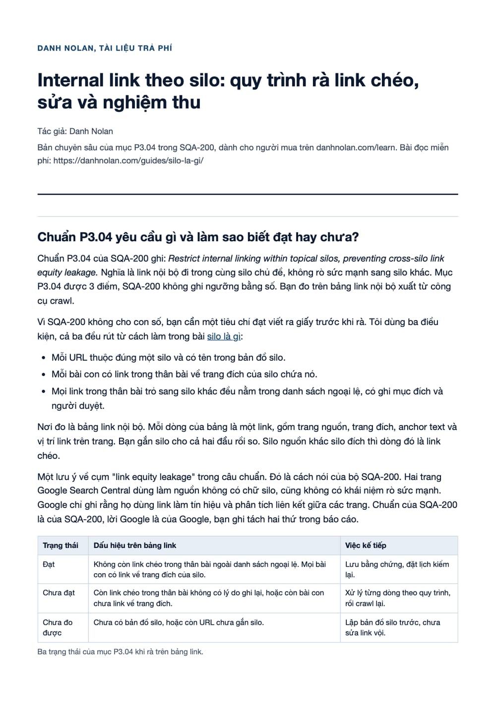 Trang 1 bản PDF của tài liệu Internal link theo silo: quy trình rà link chéo, sửa và nghiệm thu
