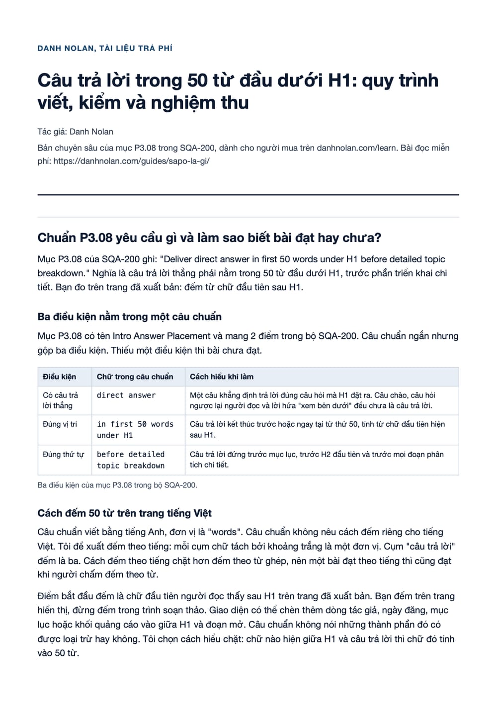 Trang 1 bản PDF của tài liệu Câu trả lời trong 50 từ đầu dưới H1: quy trình viết, kiểm và nghiệm