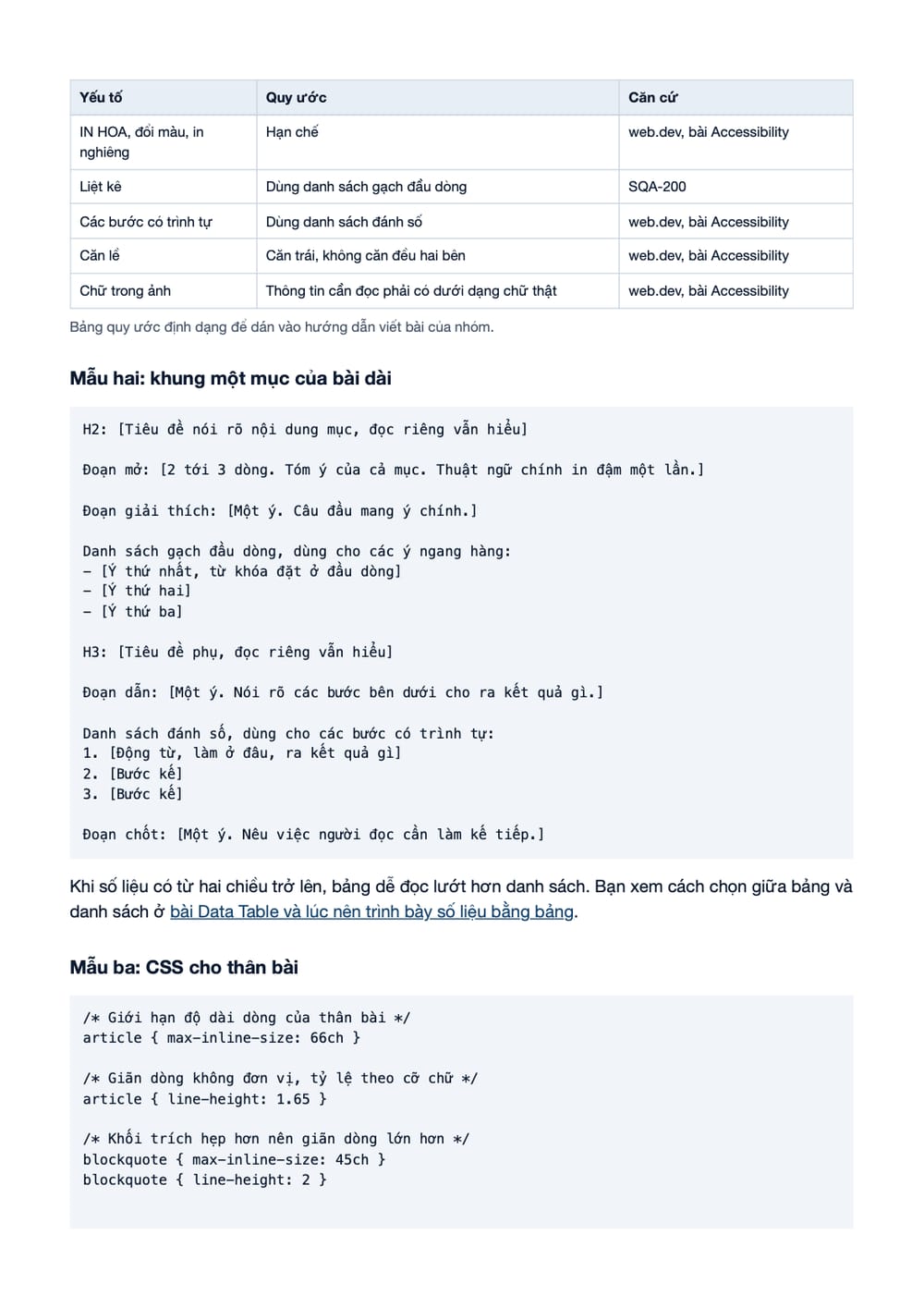 Trang 10 bản PDF của tài liệu Scannable Typography: quy trình chia đoạn, in đậm, danh sách và, phần có bảng