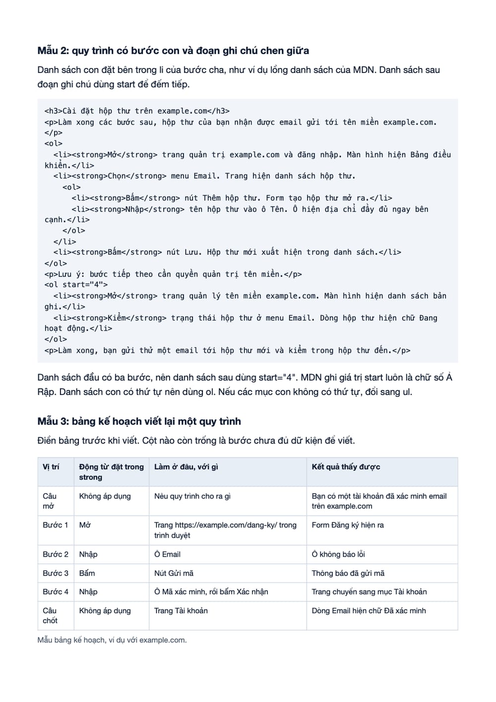 Trang 9 bản PDF của tài liệu Hướng dẫn từng bước chuẩn P4.02: quy trình viết, kiểm và nghiệm thu, phần có bảng