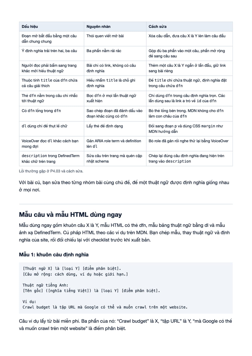 Trang 7 bản PDF của tài liệu Định nghĩa dạng X là Y: quy trình viết, đánh dấu HTML và nghiệm thu, phần có bảng Trang 7 bản PDF của tài liệu Định nghĩa dạng X là Y: quy trình viết, đánh dấu HTML và nghiệm thu, phần có bảng