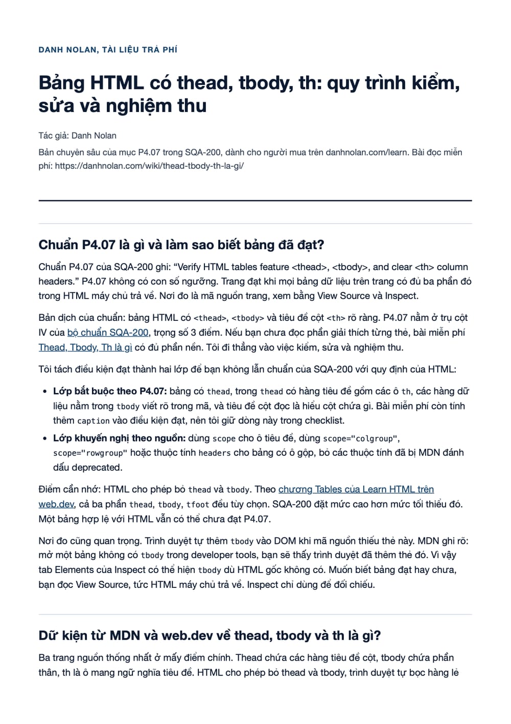 Trang 1 bản PDF của tài liệu Bảng HTML có thead, tbody, th: quy trình kiểm, sửa và nghiệm thu