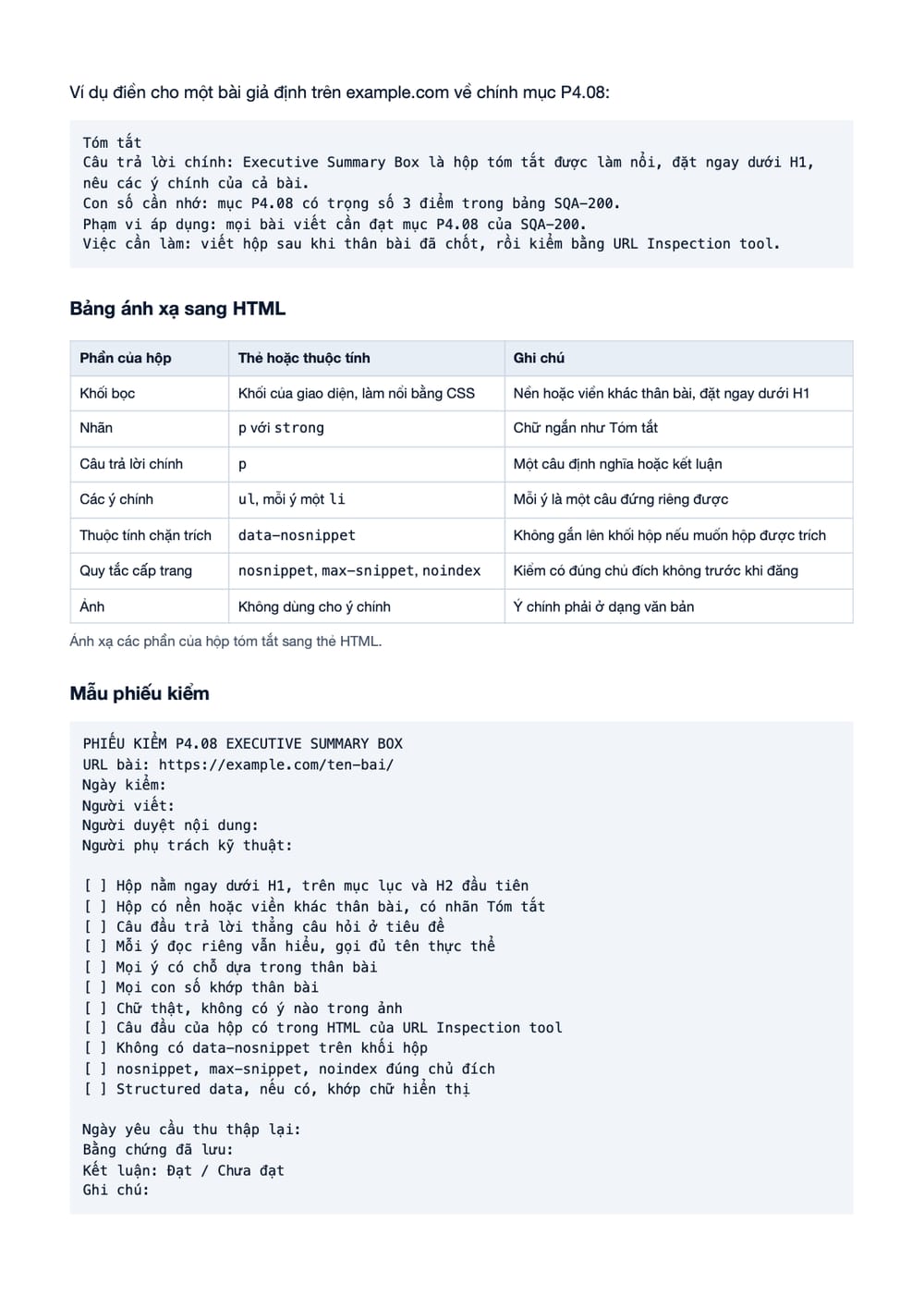 Trang 8 bản PDF của tài liệu Hộp tóm tắt đầu bài P4.08: quy trình viết, dựng và nghiệm thu, phần có bảng