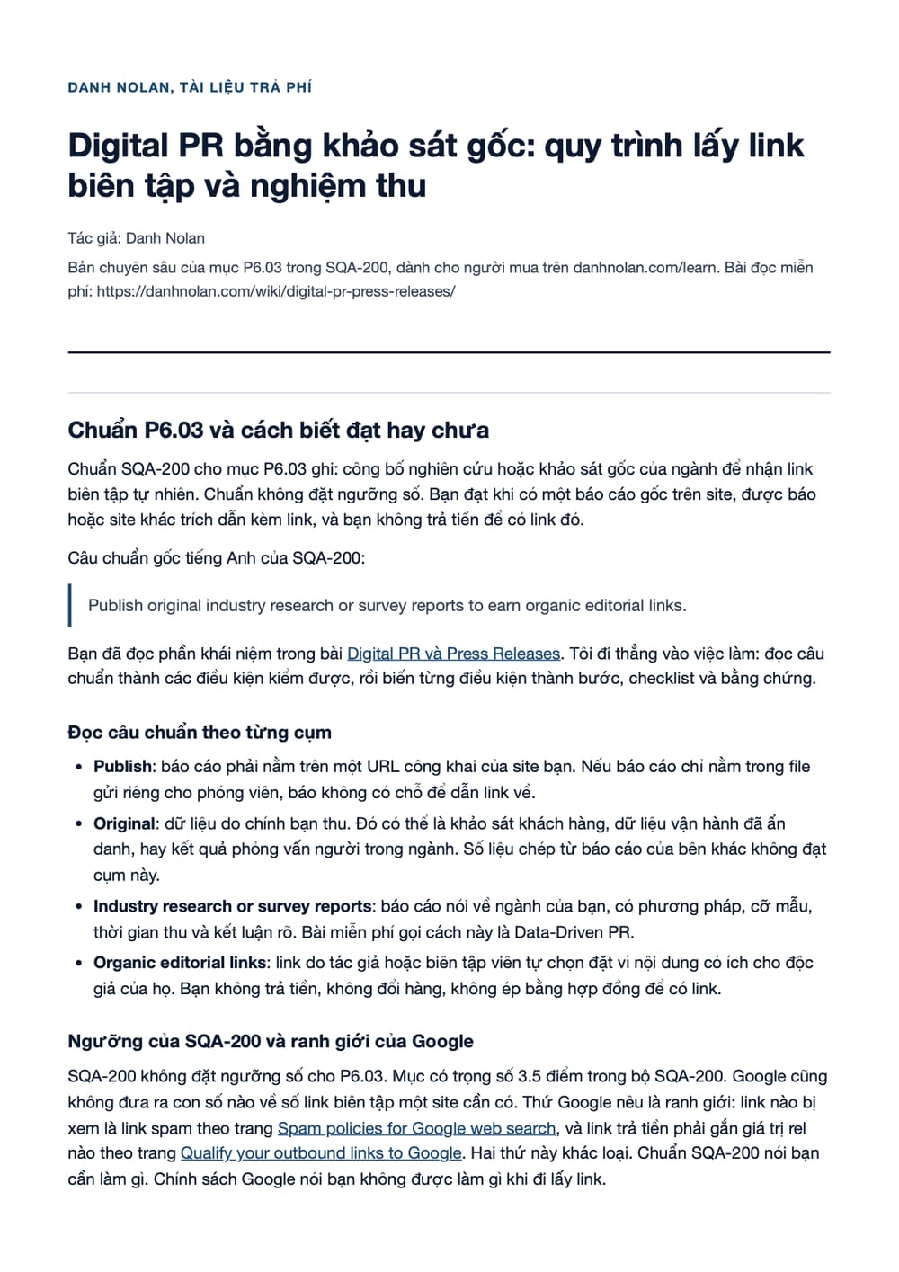Trang 1 bản PDF của tài liệu Digital PR bằng khảo sát gốc: quy trình lấy link biên tập và nghiệm