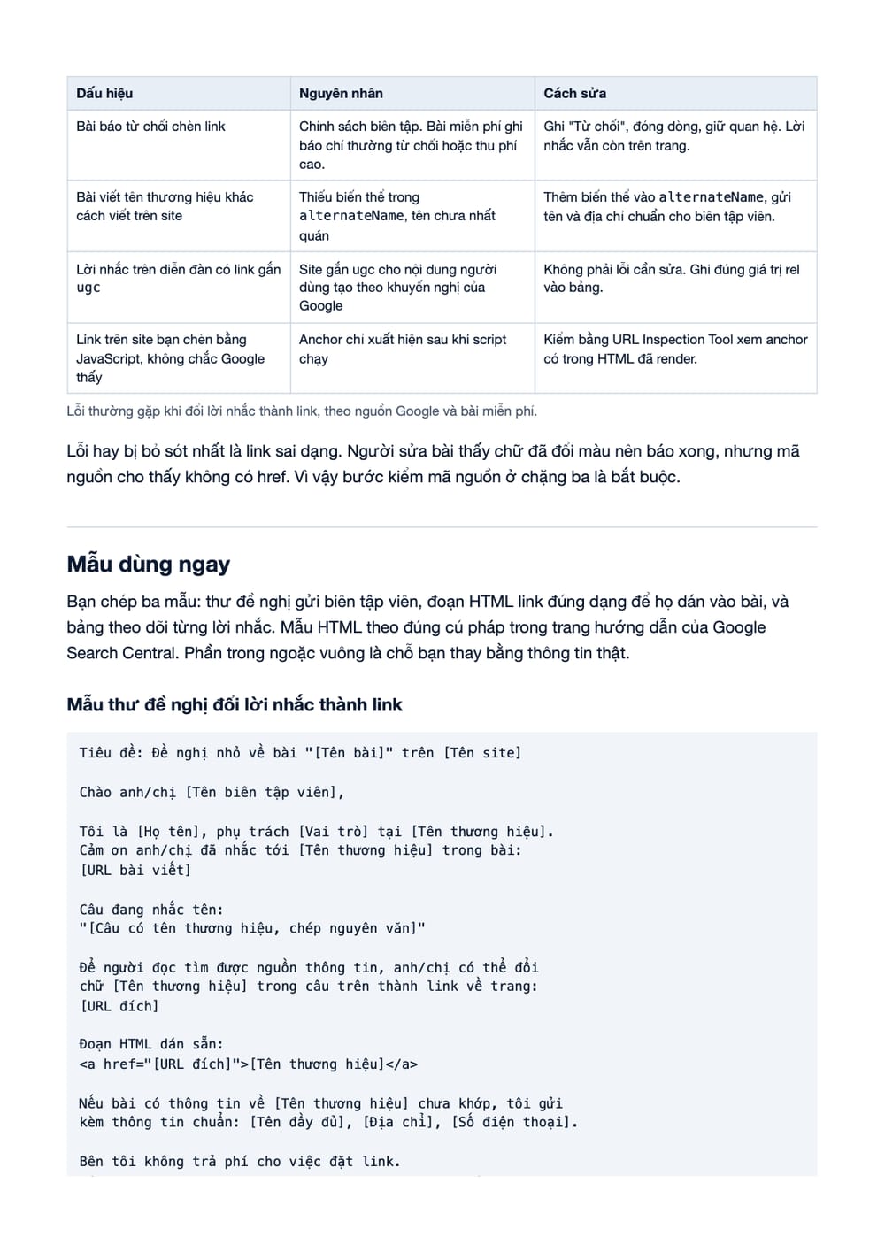 Trang 8 bản PDF của tài liệu Unlinked Mention Claim: đổi lời nhắc thương hiệu thành link, phần có bảng