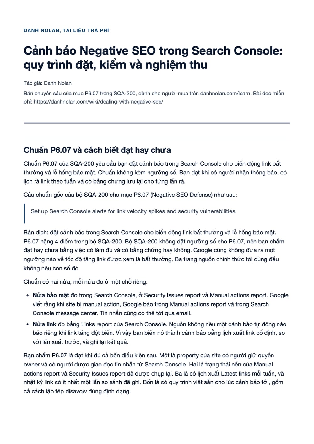 Trang 1 bản PDF của tài liệu Cảnh báo Negative SEO trong Search Console: quy trình đặt, kiểm và