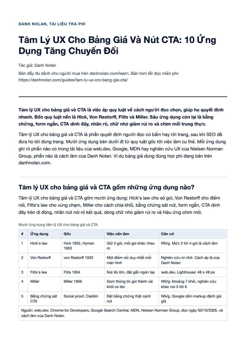 Trang 1 bản PDF của tài liệu Tâm Lý UX Cho Bảng Giá Và Nút CTA: 10 Ứng Dụng Tăng Chuyển Đổi
