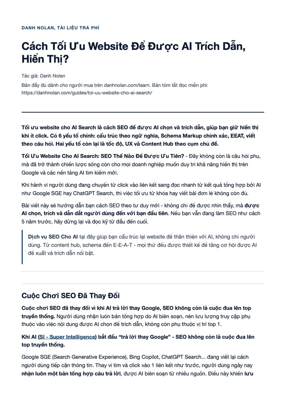 Trang 1 bản PDF của tài liệu Cách Tối Ưu Website Để Được AI Trích Dẫn, Hiển Thị? Trang 1 bản PDF của tài liệu Cách Tối Ưu Website Để Được AI Trích Dẫn, Hiển Thị?