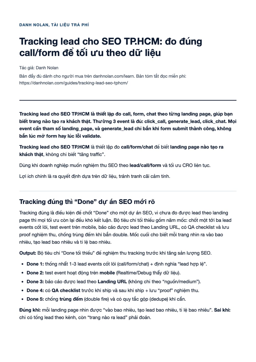 Trang 1 bản PDF của tài liệu Tracking lead cho SEO TP.HCM: đo đúng call/form để tối ưu theo dữ liệu