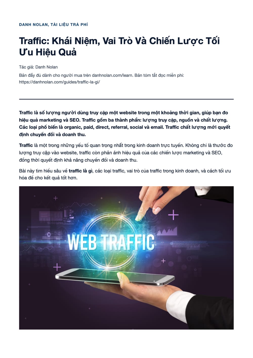 Trang 1 bản PDF của tài liệu Traffic: Khái Niệm, Vai Trò Và Chiến Lược Tối Ưu Hiệu Quả