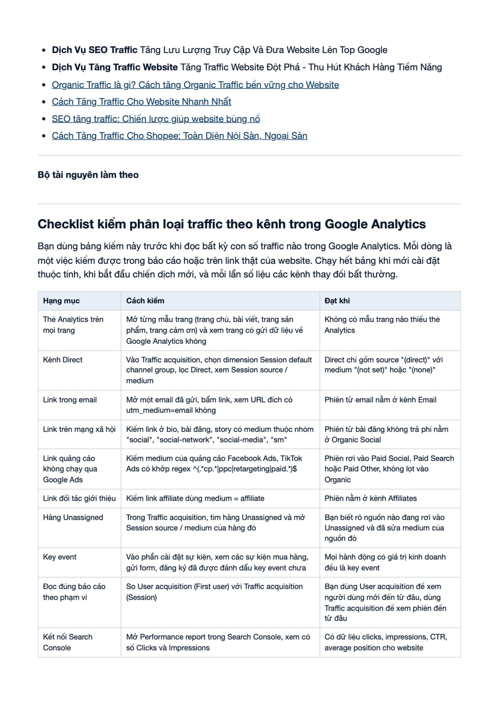 Trang 32 bản PDF của tài liệu Traffic: Khái Niệm, Vai Trò Và Chiến Lược Tối Ưu Hiệu Quả, phần có bảng