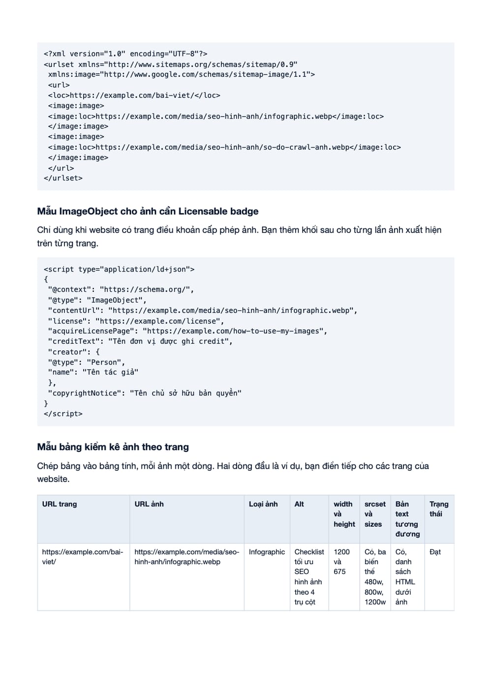 Trang 19 bản PDF của tài liệu Visual Content Optimization - SEO hình ảnh & Infographic, phần có bảng
