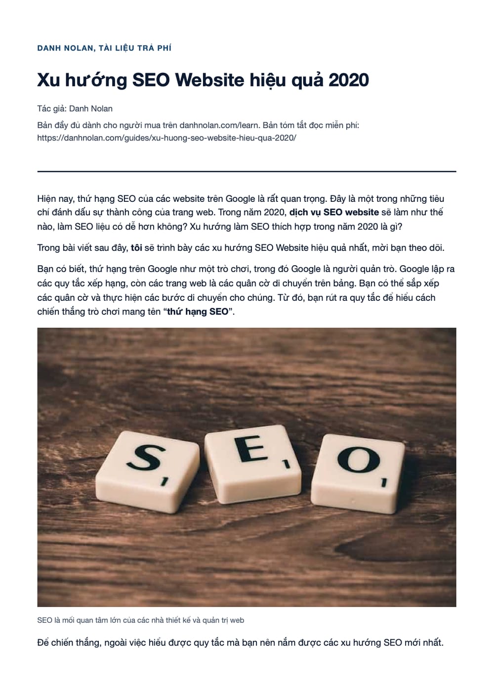 Trang 1 bản PDF của tài liệu Xu hướng SEO Website hiệu quả 2020