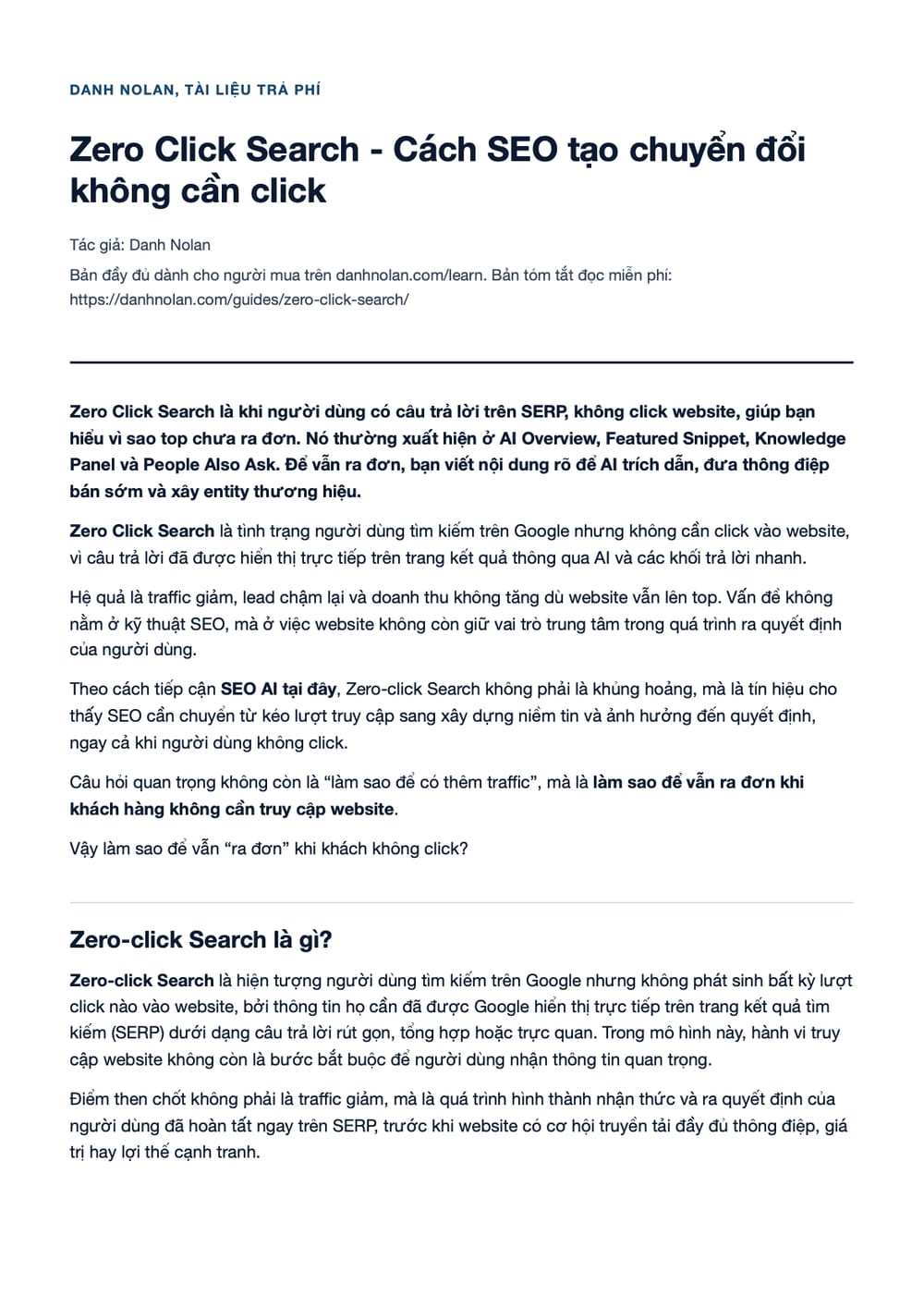 Trang 1 bản PDF của tài liệu Zero Click Search - Cách SEO tạo chuyển đổi không cần click