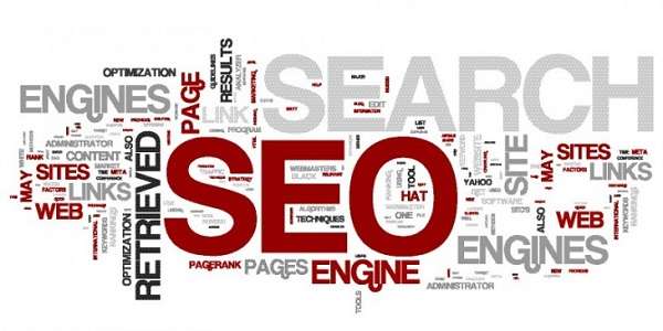 Đám mây chữ quanh từ SEO, gồm search engines, optimization, page, links, keywords, web