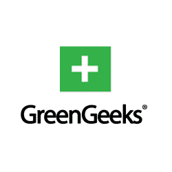 Logo GreenGeeks với dấu cộng trắng trên nền xanh lá
